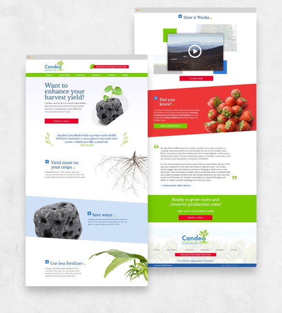 A display of Pace Creative’s work for Candeo by incorporating the web design element of asymmetry. 