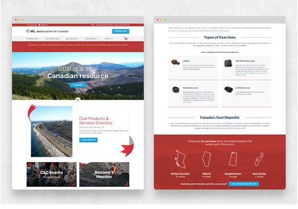 A display of Pace Creative’s work for Coal Association using the key web design trend elements.